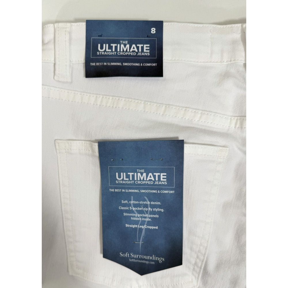 Soft Surroundings Cropped Jeans Size 8 The Ultimate Straight Slimming White New - Picture 8 of 13